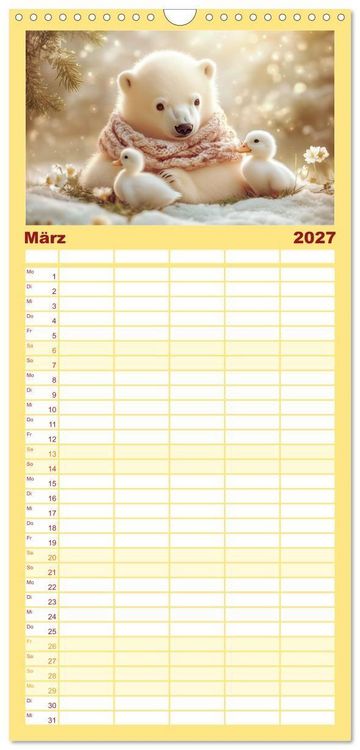 Produktbild: Familienplaner 2027 - Kleiner Eisb&auml;r und die gro&szlig;e Welt mit 5 Spalten (Wandkalender, 21 x 45 cm) CALVENDO