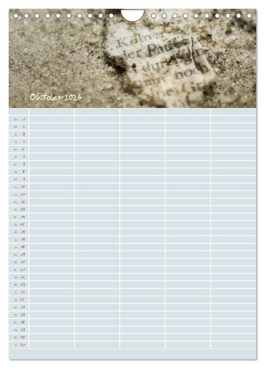 Produktbild: Kleine Sand-Sch&ouml;nheiten / Familienplaner (Wandkalender 2026 DIN A4 hoch), CALVENDO Monatskalender