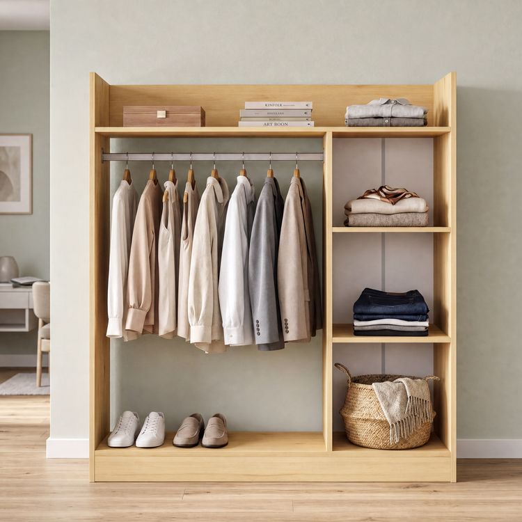 Produktbild: Holz Kleiderst&auml;nder mit Regal & Stange Palosa M