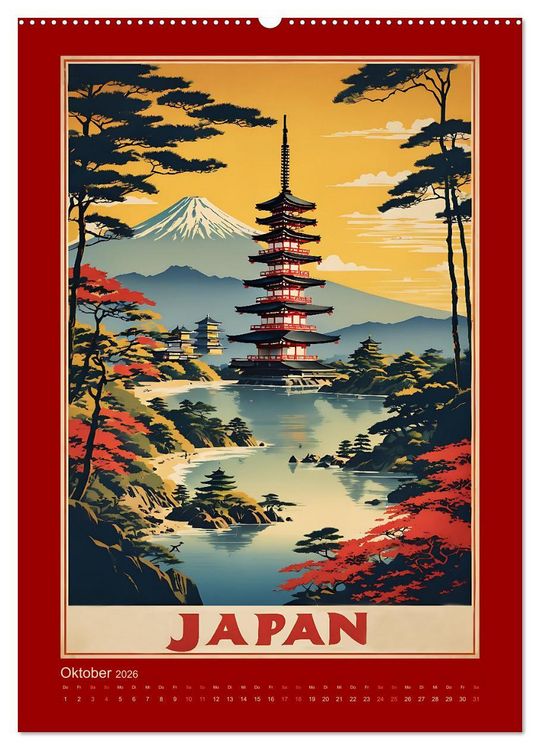Produktbild: World Travel Poster - nostalgische Reise um die Welt (Wandkalender 2026 DIN A2 hoch), CALVENDO Monatskalender
