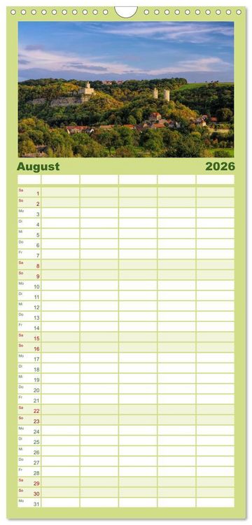 Produktbild: Familienplaner 2026 - Saale-Unstrut - Region aus Wein und Stein mit 5 Spalten (Wandkalender, 21 x 45 cm) CALVENDO