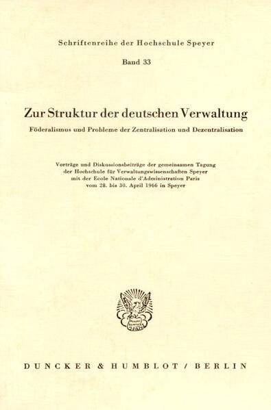 Produktbild: Zur Struktur der deutschen Verwaltung.