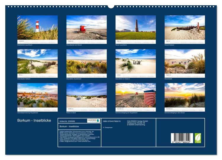 Produktbild: Borkum - Inselblicke (hochwertiger Premium Wandkalender 2026 DIN A2 quer), Kunstdruck in Hochglanz