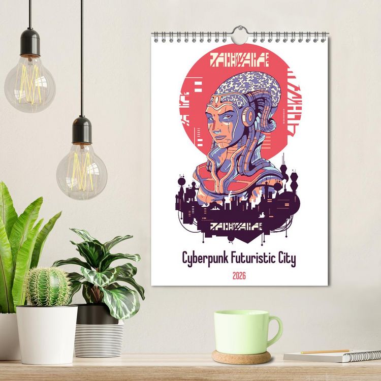 Produktbild: Cyberpunk Futuristic City (Wall Calendar 2026 DIN A4 portrait), CALVENDO 12 Month Wall Calendar