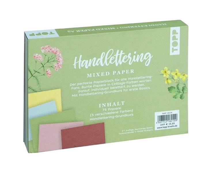 Produktbild: Handlettering Mixed Paper Block Cottage Dreams - Gelb, Gr&uuml;n, Blau, Rosa, Rot - A6