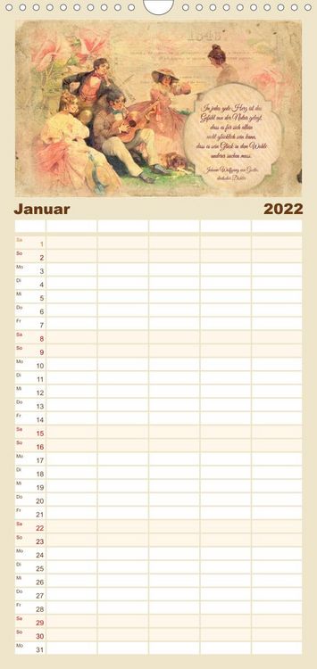 Produktbild: Poetische Romantik - Familienplaner hoch (Wandkalender 2022 , 21 cm x 45 cm, hoch)