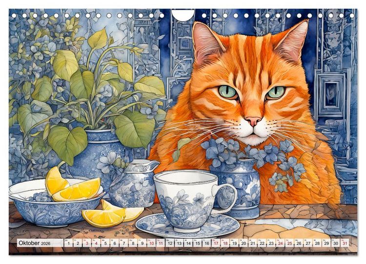 Produktbild: Katzenzauber - Katzenkalender mit stimmungsvollen Bildern (Wandkalender 2026 DIN A4 quer), CALVENDO Monatskalender