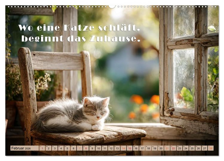 Produktbild: Miau-velous Pfotenpoesie (hochwertiger Premium Wandkalender 2026 DIN A2 quer), Kunstdruck in Hochglanz
