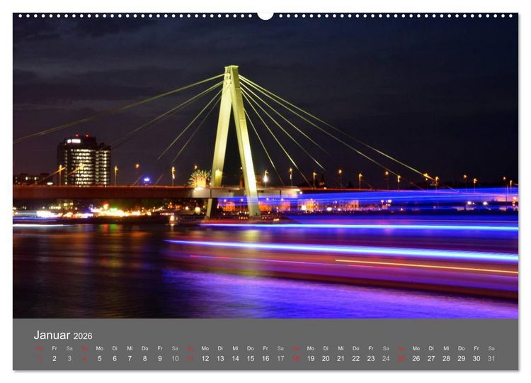 Produktbild: K&Ouml;LN BEI NACHT (hochwertiger Premium Wandkalender 2026 DIN A2 quer), Kunstdruck in Hochglanz