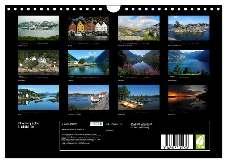 Produktbild: Norwegische Lichtblicke (Wandkalender 2026 DIN A4 quer), CALVENDO Monatskalender