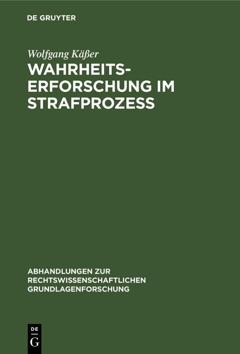 Produktbild: Wahrheitserforschung im Strafproze&szlig;