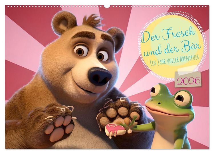Produktbild: Der Frosch und der B&auml;r - Ein Jahr voller Abenteuer (Wandkalender 2026 DIN A2 quer), CALVENDO Monatskalender