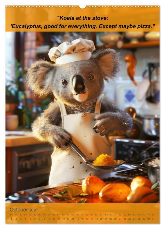 Produktbild: Cooking with animal humor (Wall Calendar 2026 DIN A2 portrait), CALVENDO 12 Month Wall Calendar