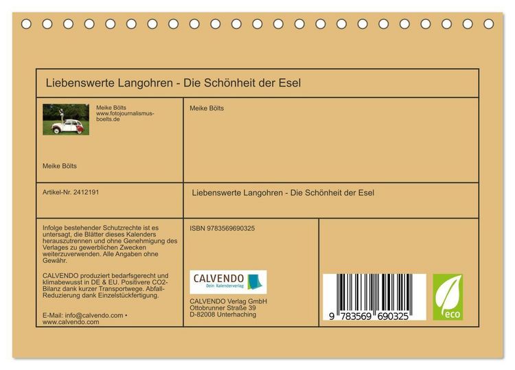 Produktbild: Liebenswerte Langohren - Die Sch&ouml;nheit der Esel (Tischkalender 2027 DIN A5 quer), CALVENDO Monatskalender