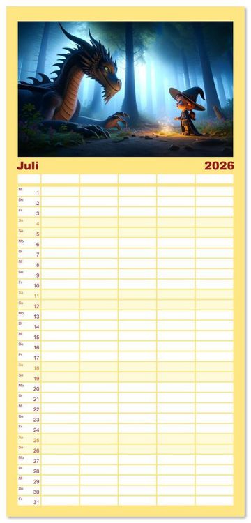 Produktbild: Familienplaner 2026 - Hexenwelten: Ein Jahr voller Magie und Mysterien mit 5 Spalten (Wandkalender, 21 x 45 cm) CALVENDO