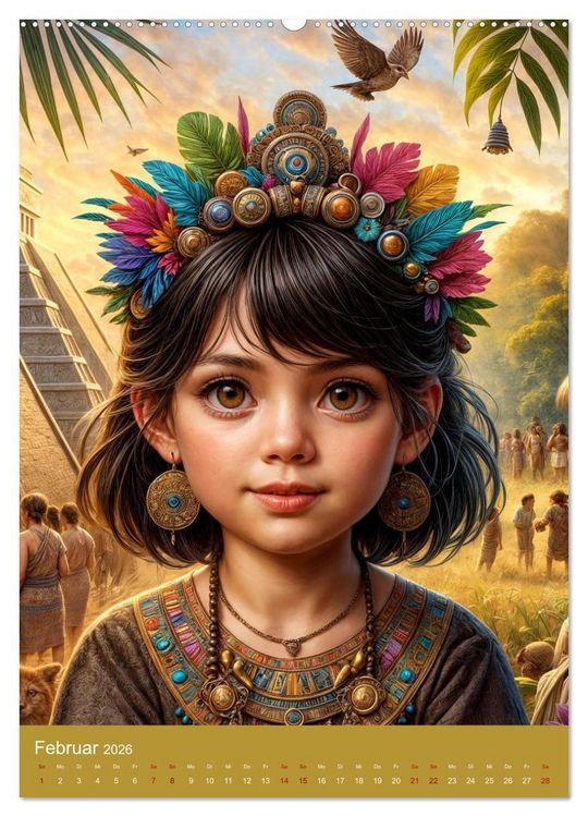 Produktbild: Regenwaldkinder - Ein vom Leben der Mayas inspierter Kinderkalender (Wandkalender 2026 DIN A2 hoch), CALVENDO Monatskalender