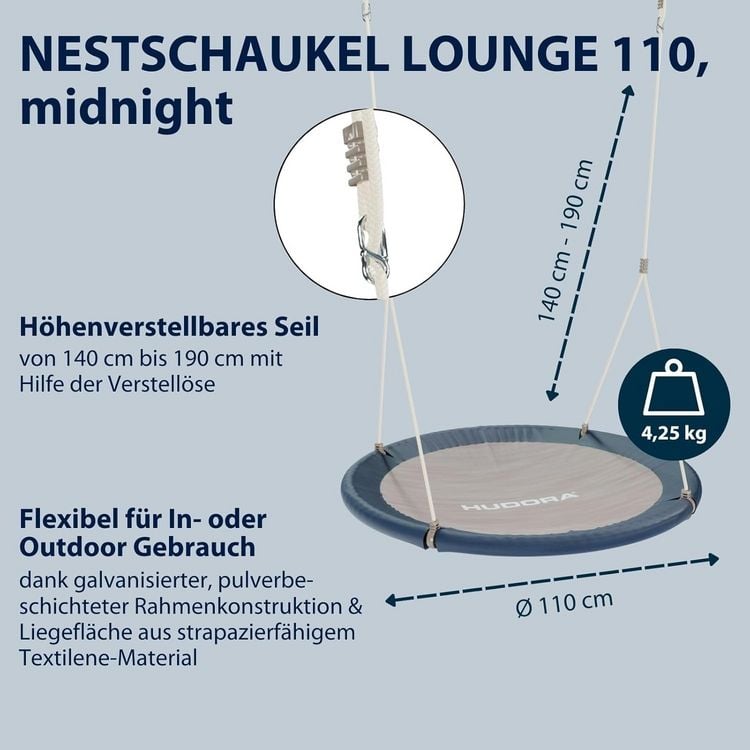 Produktbild: HUDORA 72210 - Nestschaukel Lounge 110, midnight