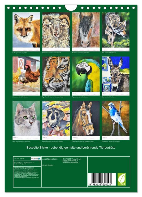 Produktbild: Beseelte Blicke - Lebendig gemalte und ber&uuml;hrende Tierportr&auml;ts (Wandkalender 2026 DIN A4 hoch), CALVENDO Monatskalender