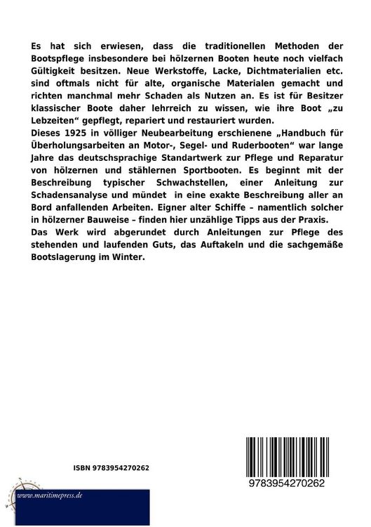 Produktbild: Handbuch f&uuml;r &Uuml;berholungsarbeiten an Motor-, Segel- und Ruderbooten, nebst praktischen Winken