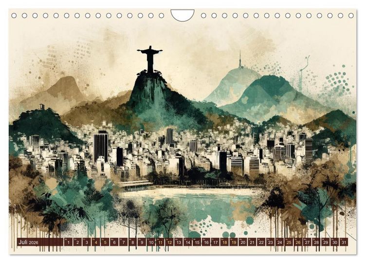 Produktbild: Von New York bis Tokio - Ein KI-Kalender f&uuml;r Weltenbummler (Wandkalender 2026 DIN A4 quer), CALVENDO Monatskalender