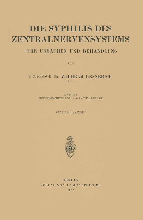 Produktbild: Die Syphilis des Zentralnervensystems