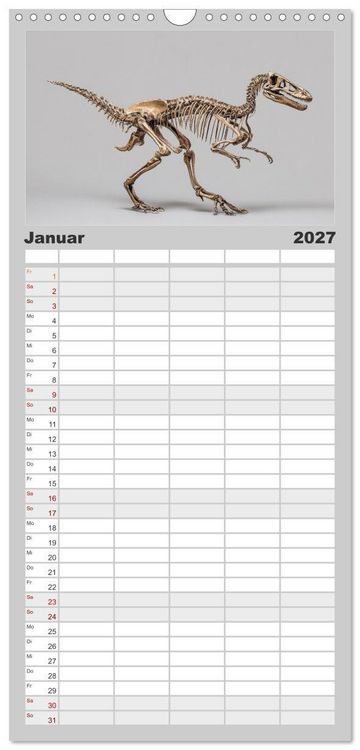 Produktbild: Familienplaner 2027 - Knochen der Giganten - Dinosaurier im Portr&auml;t mit 5 Spalten (Wandkalender, 21 x 45 cm) CALVENDO