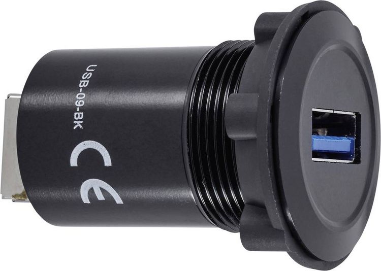 Produktbild: TRU Components USB-09-BK USB-Einbaubuchse 3.0 Buchse, Einbau Inhalt: 1St.