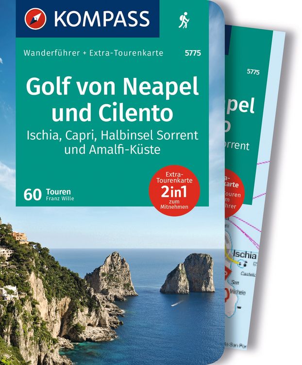 Produktbild: KOMPASS Wanderf&uuml;hrer Golf von Neapel, Ischia, Capri, Halbinsel Sorrent, Amalfi-K&uuml;ste und Cilento, 60 Touren mit Extra-Tourenkarte
