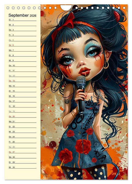 Produktbild: Rockabilly. Strange Comic-Kunst Girls im 50er-Jahre Stil (Wandkalender 2026 DIN A4 hoch), CALVENDO Monatskalender