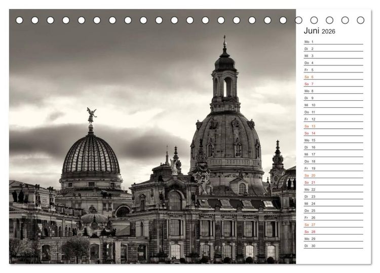 Produktbild: Dresden Schwarz-Wei&szlig; (Tischkalender 2026 DIN A5 quer), CALVENDO Monatskalender