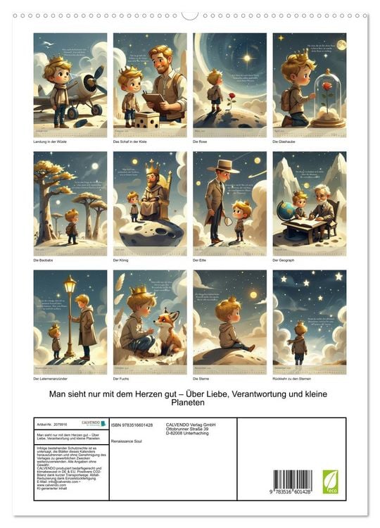 Produktbild: Man sieht nur mit dem Herzen gut &ndash; &Uuml;ber Liebe, Verantwortung und kleine Planeten (hochwertiger Premium Wandkalender 2026 DIN A2 hoch), Kunstdruck in Hochglanz