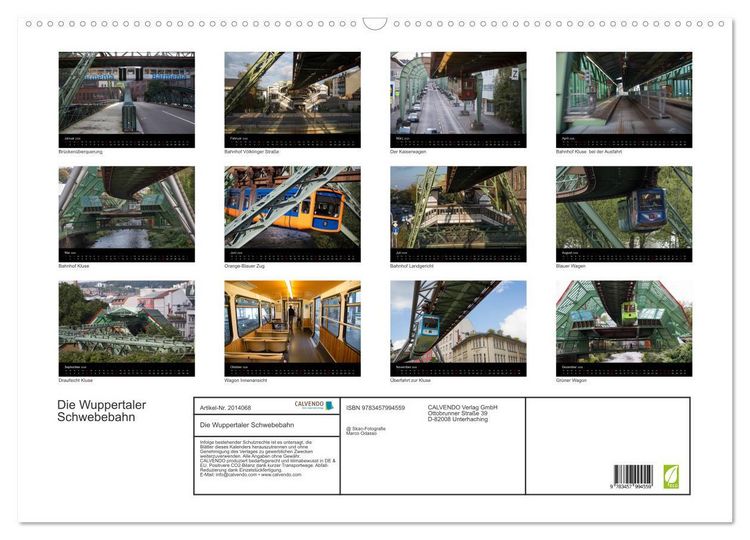 Produktbild: Die Wuppertaler Schwebebahn (Wandkalender 2026 DIN A2 quer), CALVENDO Monatskalender