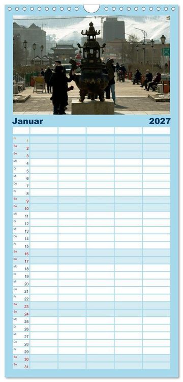 Produktbild: Familienplaner 2027 - UB, Ulan Bator, Ulaanbaatar mit 5 Spalten (Wandkalender, 21 x 45 cm) CALVENDO