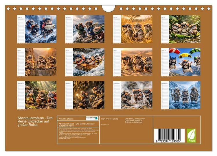 Produktbild: Abenteuerm&auml;use - Drei kleine Entdecker auf gro&szlig;er Reise (Wandkalender 2027 DIN A4 quer), CALVENDO Monatskalender
