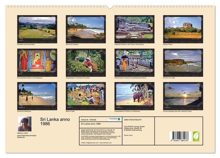 Produktbild: Sri Lanka anno 1986 (Wandkalender 2026 DIN A2 quer), CALVENDO Monatskalender