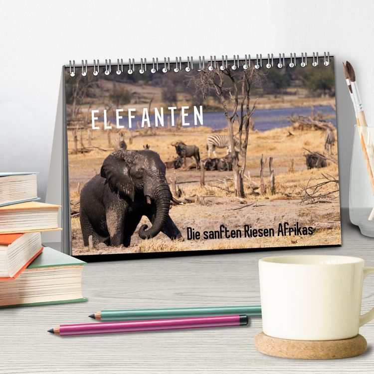 Produktbild: Elefanten - Die sanften Riesen Afrikas (Tischkalender 2026 DIN A5 quer), CALVENDO Monatskalender