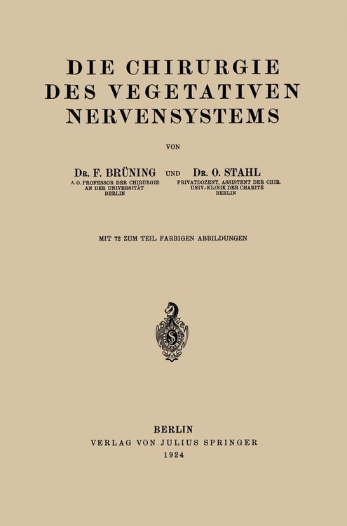 Produktbild: Die Chirurgie des Vegetativen Nervensystems