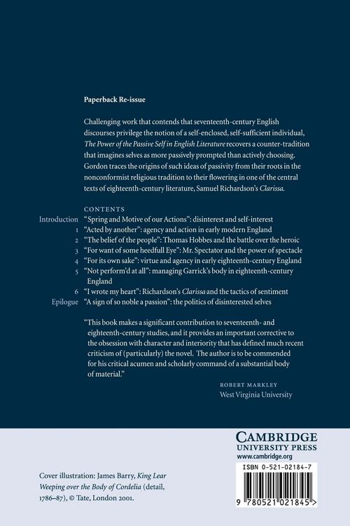 Produktbild: The Power of the Passive Self in English Literature, 1640 1770