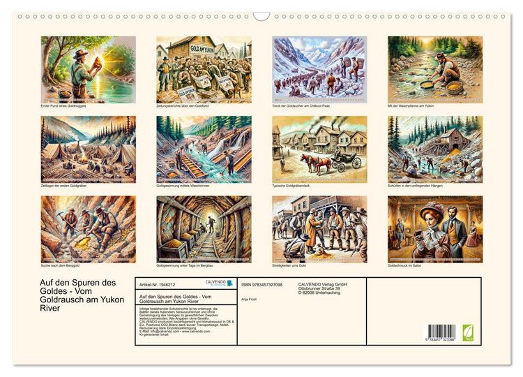 Produktbild: Auf den Spuren des Goldes - Vom Goldrausch am Yukon River (Wandkalender 2026 DIN A2 quer), CALVENDO Monatskalender