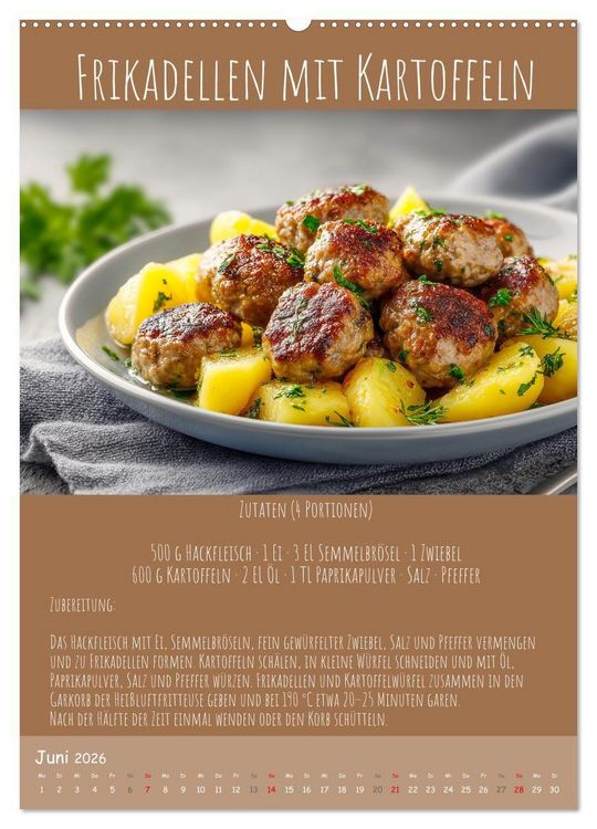 Produktbild: REZEPTE - Kochen in der Hei&szlig;luftfritteuse (hochwertiger Premium Wandkalender 2026 DIN A2 hoch), Kunstdruck in Hochglanz