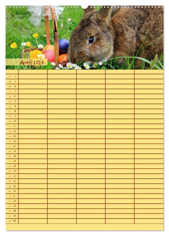 Produktbild: Tierischer Familienplaner (hochwertiger Premium Wandkalender 2026 DIN A2 hoch), Kunstdruck in Hochglanz