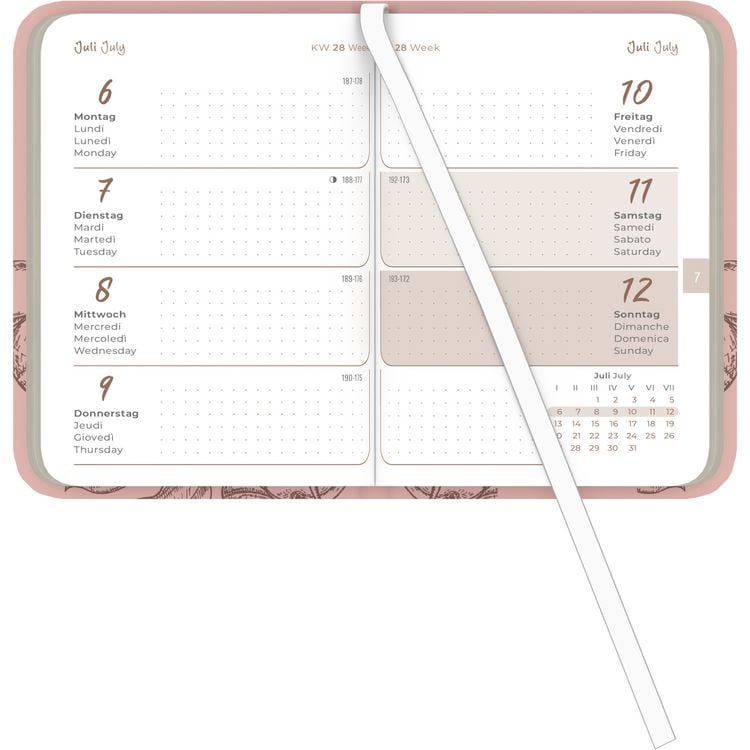 Produktbild: Lady Journal Mini Deluxe Salmon 2026 - Taschen-Kalender 8x11,5 cm - Tucson Einband - mit Motivprägung - Weekly - 144 Seiten - Alpha Edition