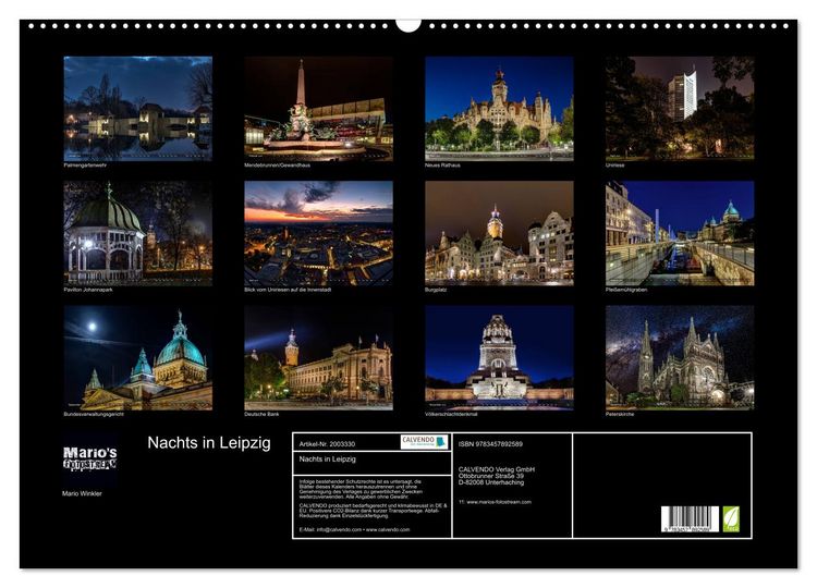 Produktbild: Nachts in Leipzig (Wandkalender 2026 DIN A2 quer), CALVENDO Monatskalender