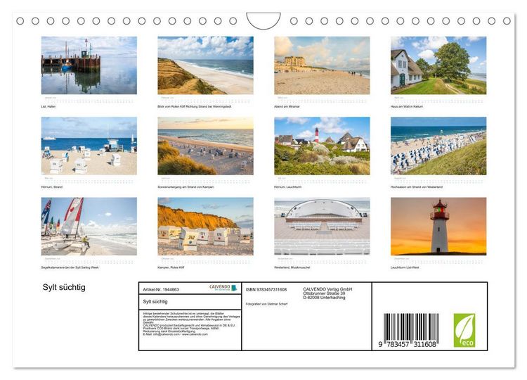 Produktbild: Sylt s&uuml;chtig (Wandkalender 2026 DIN A4 quer), CALVENDO Monatskalender