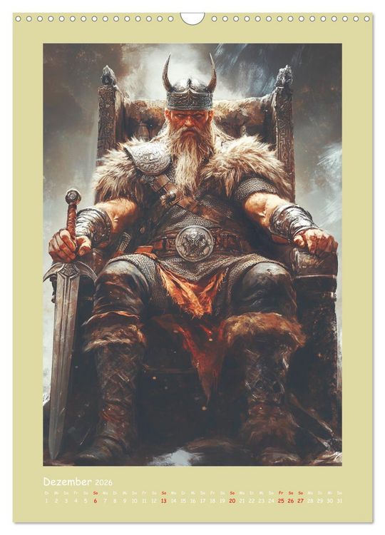 Produktbild: Wikinger Comics. Nordische Fantasy-Helden (Wandkalender 2026 DIN A3 hoch), CALVENDO Monatskalender