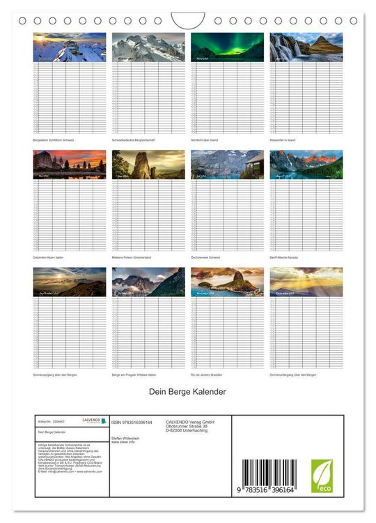 Produktbild: Dein Berge Kalender (Wandkalender 2026 DIN A4 hoch), CALVENDO Monatskalender