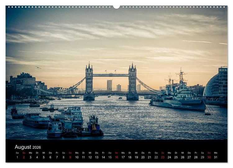 Produktbild: London an der Themse (hochwertiger Premium Wandkalender 2026 DIN A2 quer), Kunstdruck in Hochglanz