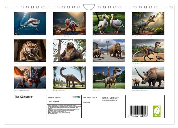 Produktbild: Tier K&ouml;nigreich (Wandkalender 2026 DIN A4 quer), CALVENDO Monatskalender