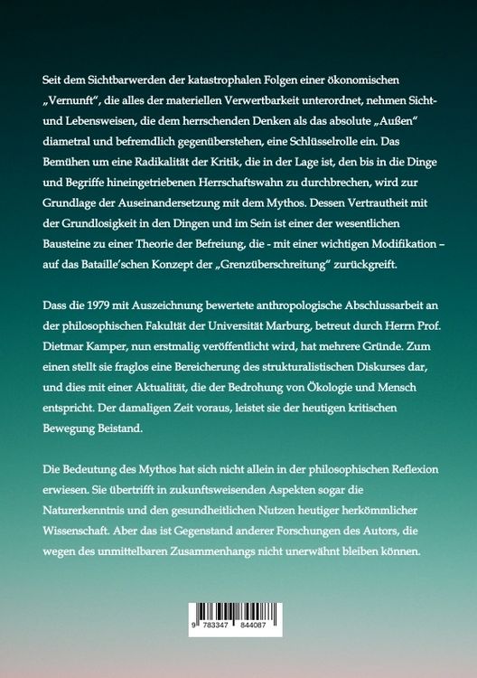 Produktbild: Die Bedeutung des Mythos f&uuml;r eine neue Wissenschaft vom Menschen