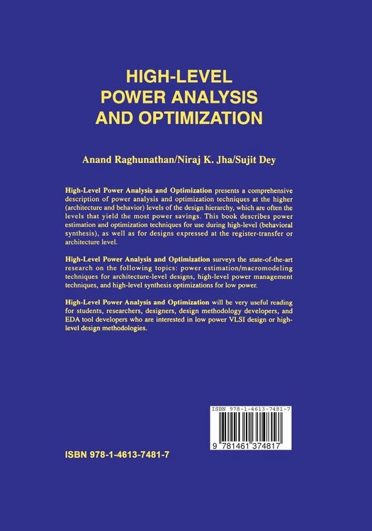 Produktbild: High-Level Power Analysis and Optimization